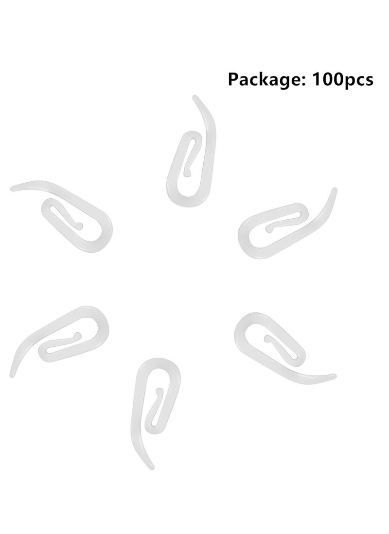 RATSAW - White Plastic Curtain Hooks for Door Curtain Window Curtain Curtain Header Tape Drapery Hooks 100 Pack 2.8 1.2cm - Image 1
