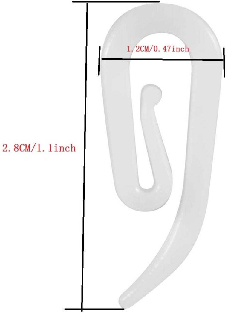 RATSAW - White Plastic Curtain Hooks for Door Curtain Window Curtain Curtain Header Tape Drapery Hooks 100 Pack 2.8 1.2cm - Image 1