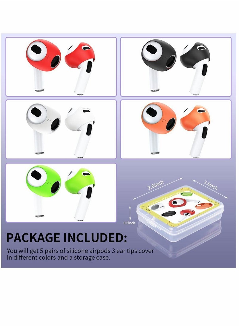 Y&D - SYOSI Ear Tips Covers for AirPods 3, Fit in The Case, Anti Scratches/Slip/Dust/Shock, Silicone Accessories Compatible with 3rd Generation (5 Pairs/5 Colors) - Image 1
