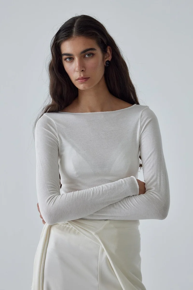 Suud Collection Saud Collection Ecru Lindy Cotton Bodysuit