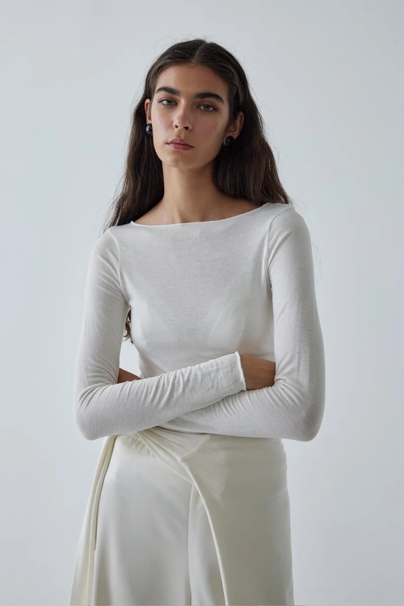 Suud Collection Saud Collection Ecru Lindy Cotton Bodysuit