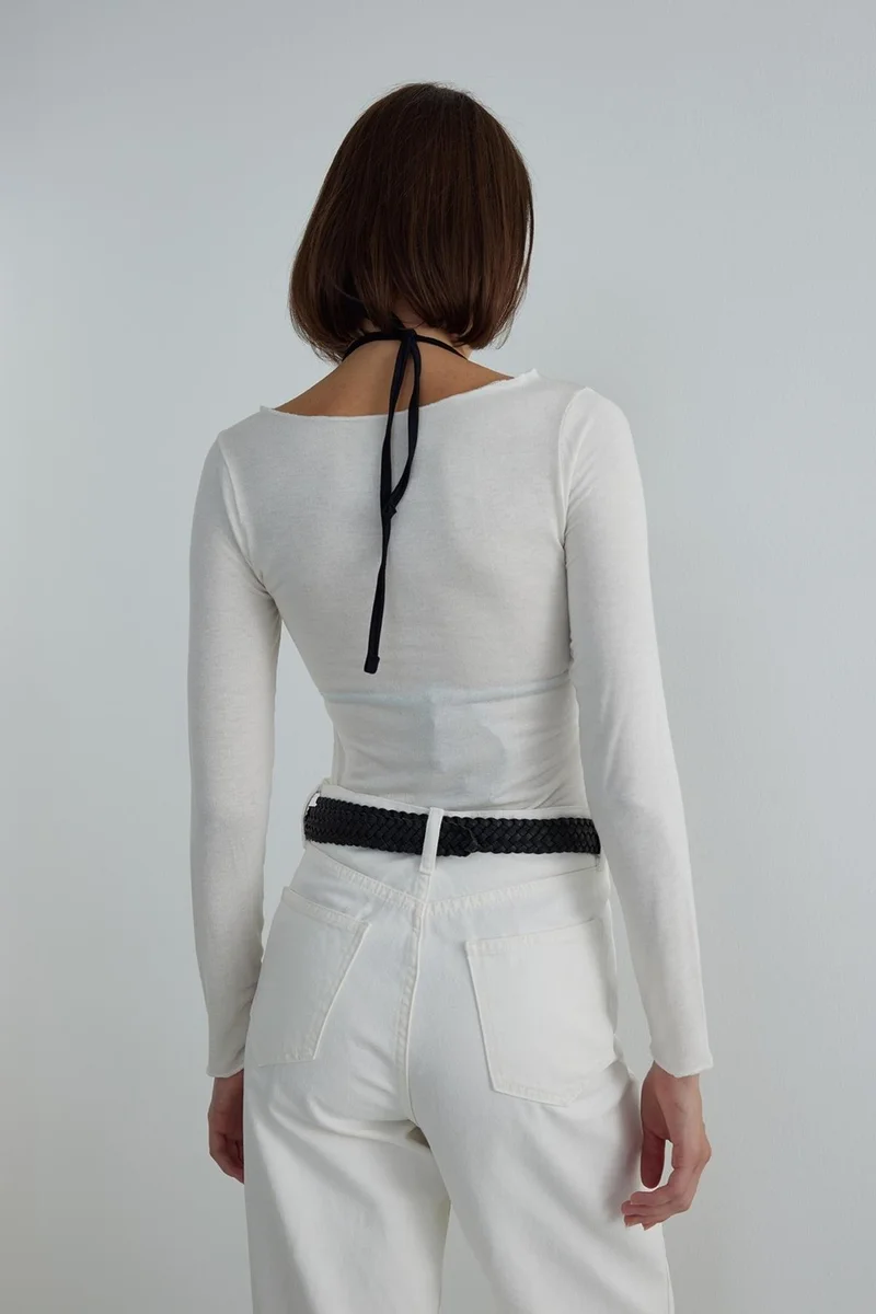 Suud Collection Saud Collection Ecru Lindy Cotton Bodysuit