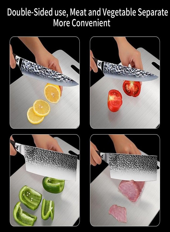 YIHAOSSING 304 Stainless Steel Cutting Board,thick 0.06"Double-Sided Cutting Board with 1 Rag,Cutting Boards for Meat Fruit and Vegetable,Dishwasher Safe(A-Small 11.4"L x 7.9"W) - Image 5