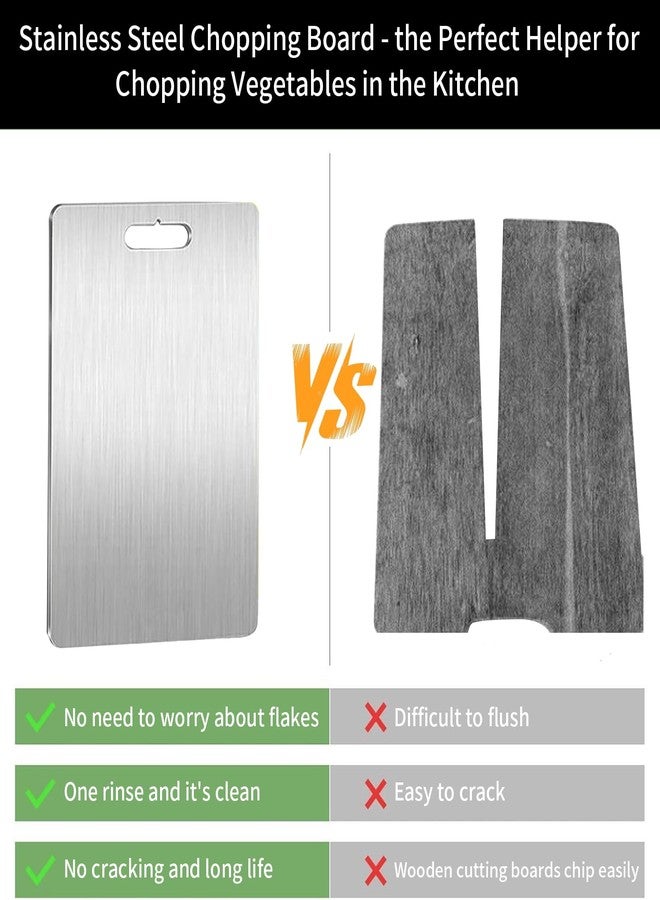 YIHAOSSING 304 Stainless Steel Cutting Board,thick 0.06"Double-Sided Cutting Board with 1 Rag,Cutting Boards for Meat Fruit and Vegetable,Dishwasher Safe(A-Small 11.4"L x 7.9"W) - Image 2