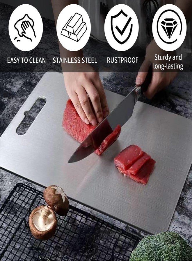YIHAOSSING 304 Stainless Steel Cutting Board,thick 0.06"Double-Sided Cutting Board with 1 Rag,Cutting Boards for Meat Fruit and Vegetable,Dishwasher Safe(A-Small 11.4"L x 7.9"W) - Image 4