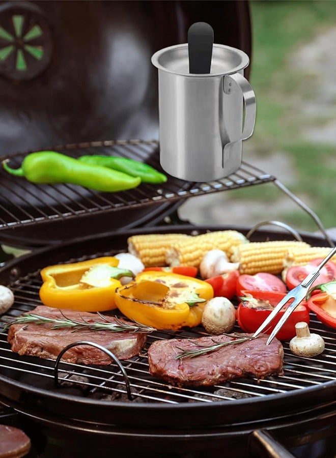 سويت لايف طقم وعاء صلصة وفرشاة دهن، ملحق شواء من الفولاذ المقاوم للصدأ سعة 16 أونصة مع فرشاة دهن سيليكون للطهي والشواء، ملحقات شواء سهلة التنظيف للتدخين والشواء - Image 3