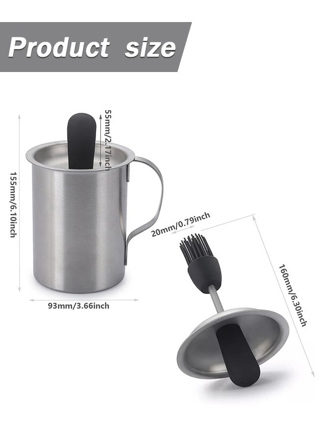 سويت لايف طقم وعاء صلصة وفرشاة دهن، ملحق شواء من الفولاذ المقاوم للصدأ سعة 16 أونصة مع فرشاة دهن سيليكون للطهي والشواء، ملحقات شواء سهلة التنظيف للتدخين والشواء - Image 5