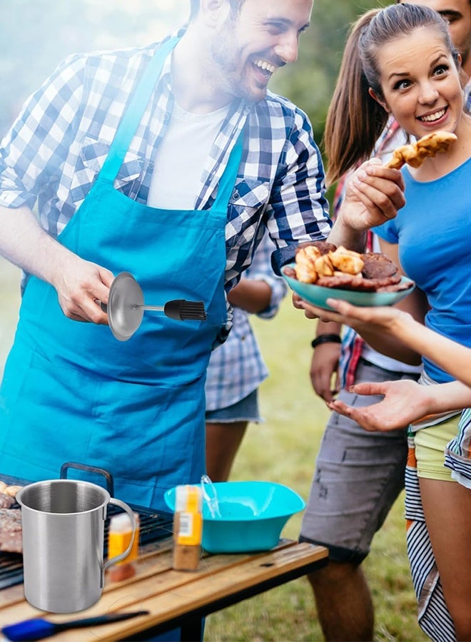 سويت لايف طقم وعاء صلصة وفرشاة دهن، ملحق شواء من الفولاذ المقاوم للصدأ سعة 16 أونصة مع فرشاة دهن سيليكون للطهي والشواء، ملحقات شواء سهلة التنظيف للتدخين والشواء - Image 4