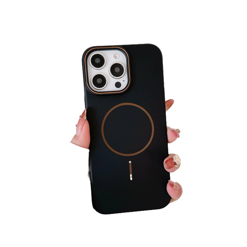 MS PC MagSafe Case for iPhone 14 / 14 Plus / 14 Pro / 14 Pro Max with Two-Tone Frame and Skin-Feel Matte Finish plus Shockproof plus Strong Magnetic plus Drop Protection in Black - Image 1