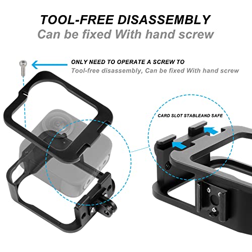 Sruim Accessories for Gopro Max Aluminum Alloy Case, Frame Protector Housing Shell with Hot Shoe Interface Compatible GoPro MAX Official Replacement Protective Lense - Image 3