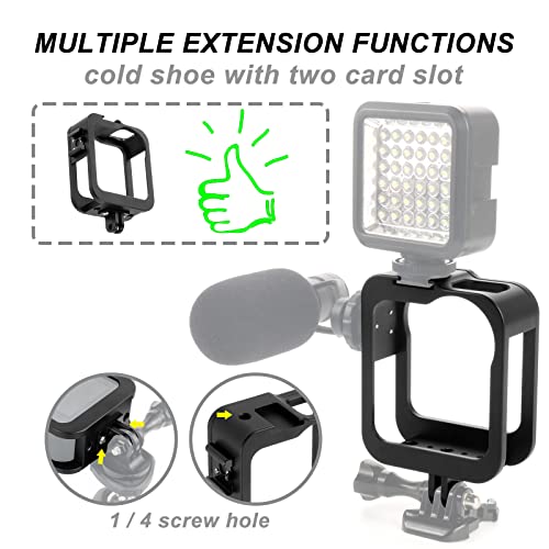 Sruim Accessories for Gopro Max Aluminum Alloy Case, Frame Protector Housing Shell with Hot Shoe Interface Compatible GoPro MAX Official Replacement Protective Lense - Image 4