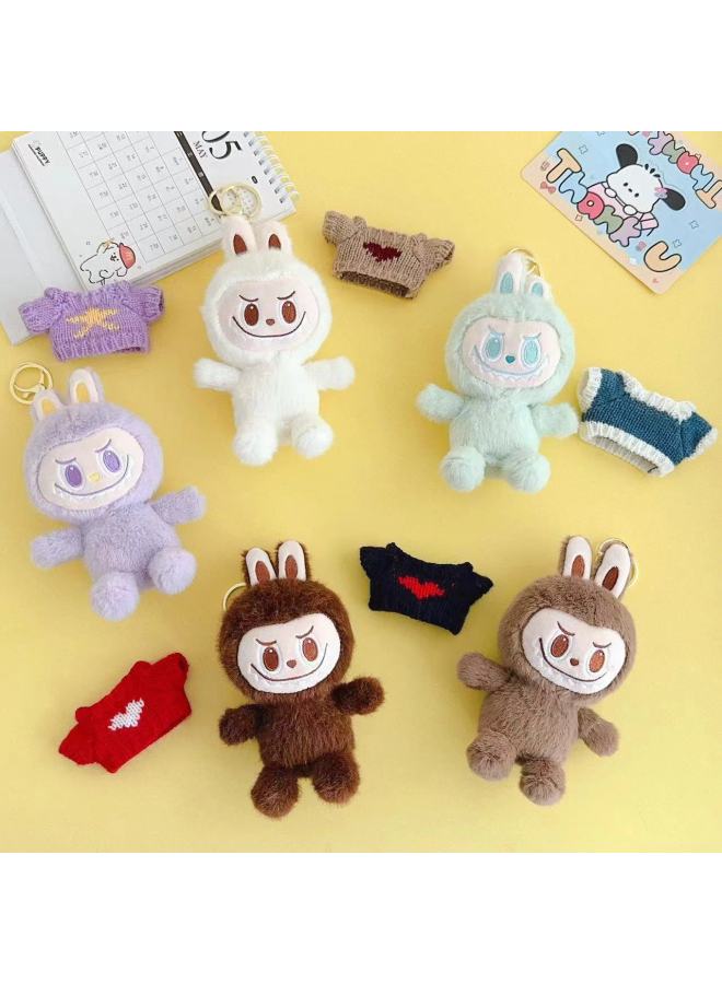 Small Size Sweater Cloth Cloth Dress Doll Plush Pendant Bag Key Chain Labubu Doll-Specifications:rose Red-color:Height About 17CM (12 Pieces In A Single Color)  - Image 5