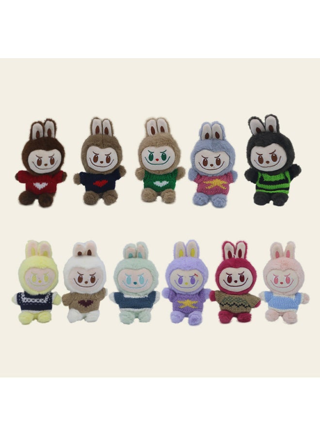 Small Size Sweater Cloth Cloth Dress Doll Plush Pendant Bag Key Chain Labubu Doll-Specifications:rose Red-color:Height About 17CM (12 Pieces In A Single Color)  - Image 2