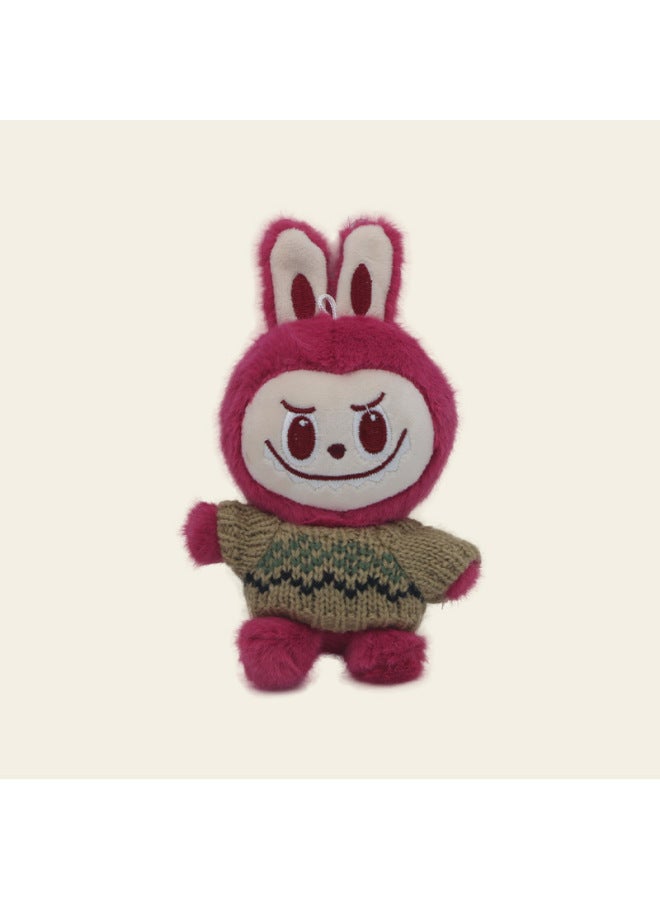 Small Size Sweater Cloth Cloth Dress Doll Plush Pendant Bag Key Chain Labubu Doll-Specifications:rose Red-color:Height About 17CM (12 Pieces In A Single Color)  - Image 1