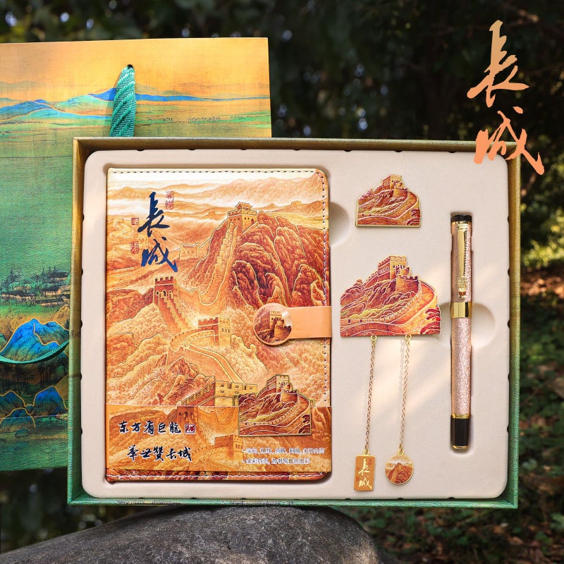 Great Wall Pu Notepad Metal Bookmark Badaling Sign Pen Gift Box Suit Badaling Beijing Tourism Memorial - Image 3