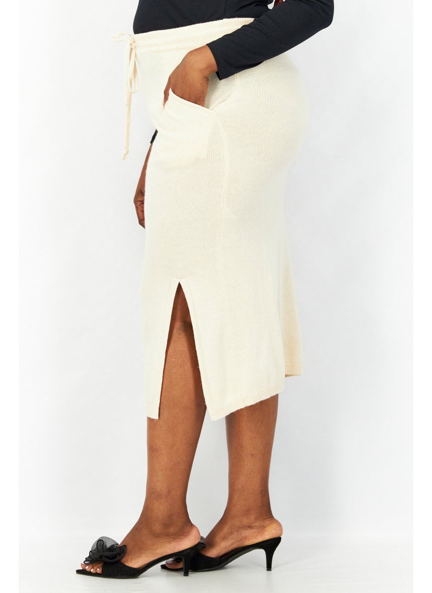 ESPRIT Women Textured Midi Skirt, Beige  - Image 3