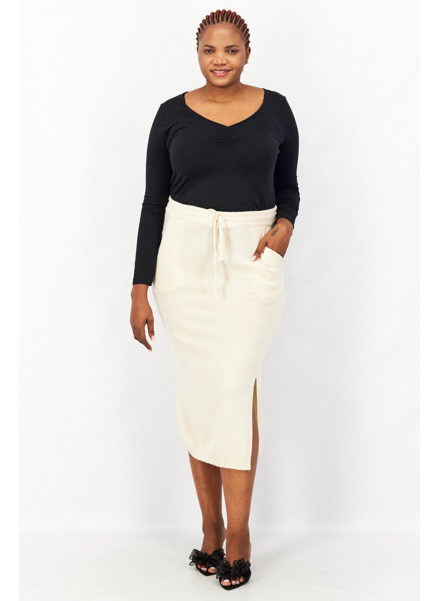 ESPRIT Women Textured Midi Skirt, Beige  - Image 2