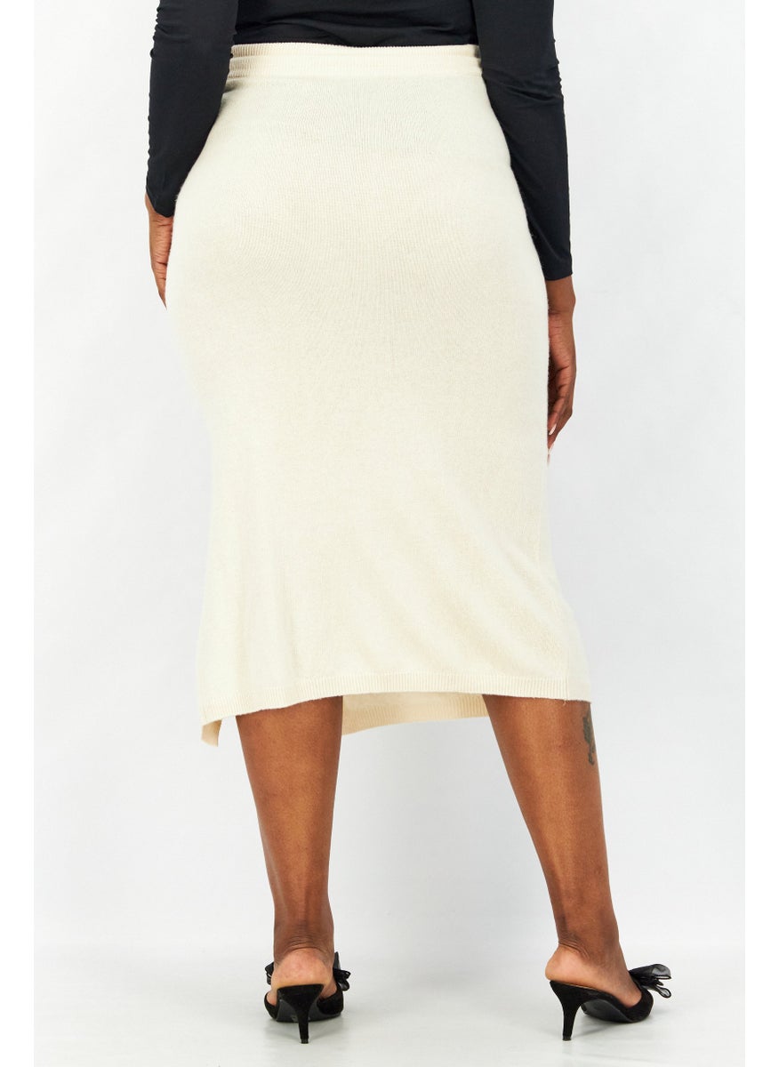 ESPRIT Women Textured Midi Skirt, Beige  - Image 4
