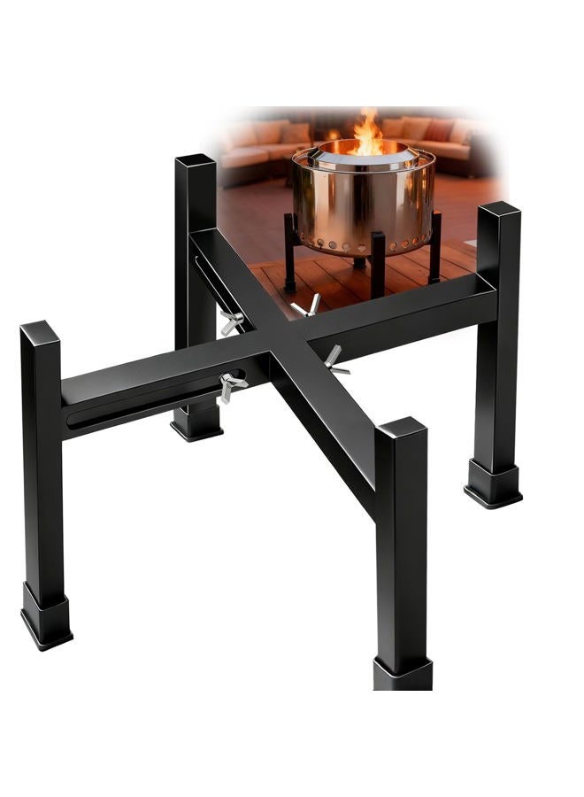 Tanfix 16-24 Inch Fire Pit Stand Stainless Steel Base for Solo Stove Bonfire Ranger and other Retractable Foldable Fire pit Holder with Optional Wheels and Heat Protection Disk Outdoor (Cross Fixed) - Image 1