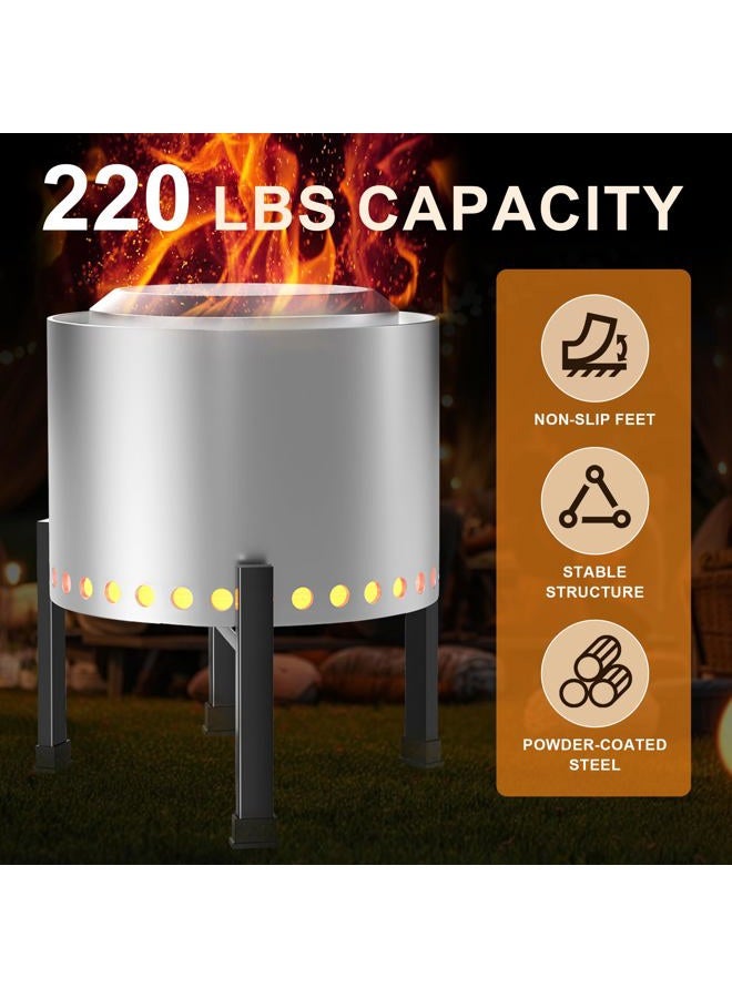 Tanfix 16-24 Inch Fire Pit Stand Stainless Steel Base for Solo Stove Bonfire Ranger and other Retractable Foldable Fire pit Holder with Optional Wheels and Heat Protection Disk Outdoor (Cross Fixed) - Image 5