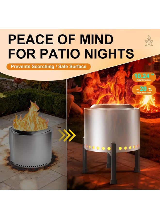 Tanfix 16-24 Inch Fire Pit Stand Stainless Steel Base for Solo Stove Bonfire Ranger and other Retractable Foldable Fire pit Holder with Optional Wheels and Heat Protection Disk Outdoor (Cross Fixed) - Image 4