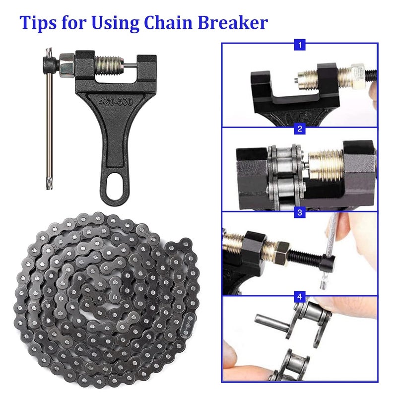 AOIT 420 Motorcycle Chain 132 Links - 420 Chain for 50 70 90 110 125cc 212cc TaoTao Coolster Apollo Baja Kazuma Chinese ATV, 420 Chain for Mini Bike Go Kart, Free Chain Breaker Included - Image 4