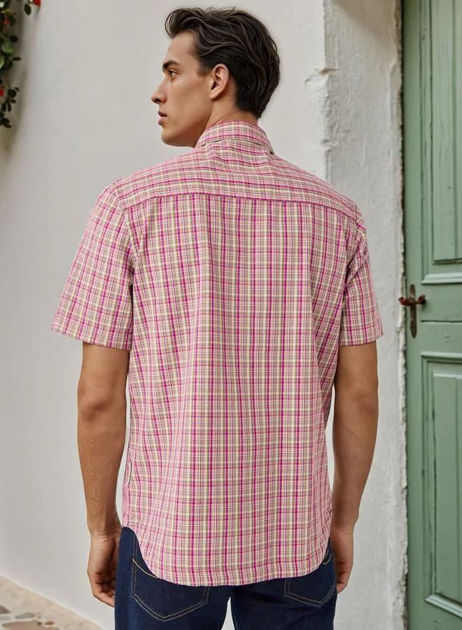 لي كوبر قميص كاروهات بياقة بقصة عادية