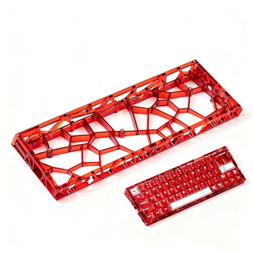 Sumgsn Transparent Keyboard Case Red Hollow Keyboard Housing Compatible with Wooting60/HM66/Mad60/M6lite/Rakka Keyboard - Image 1