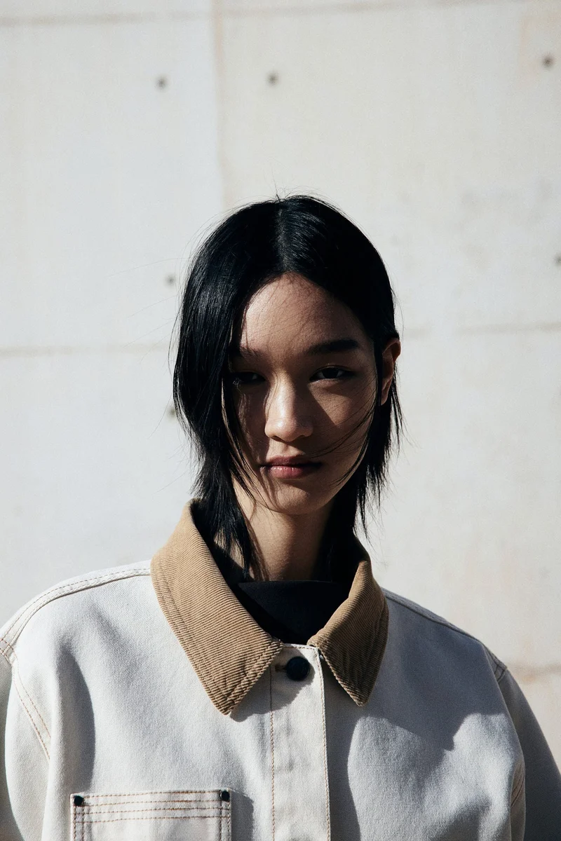 H&M Corduroy-collar denim jacket