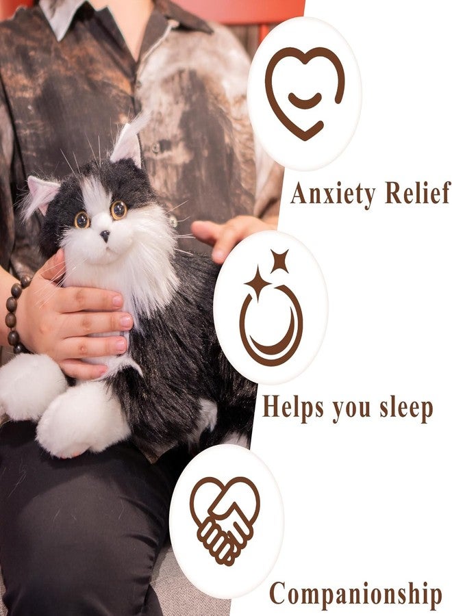 Chongker Interactive Companion Robot Cat Pets, Black Cat Stuffed Animals with Small Scarf, Emotional Support Plush with Voice Response, Realistic Heartbeat, Purring Sounds, Volume Control, Rechargeable - Image 4