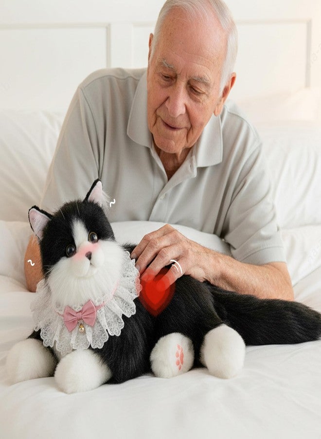 Chongker Interactive Companion Robot Cat Pets, Black Cat Stuffed Animals with Small Scarf, Emotional Support Plush with Voice Response, Realistic Heartbeat, Purring Sounds, Volume Control, Rechargeable - Image 1