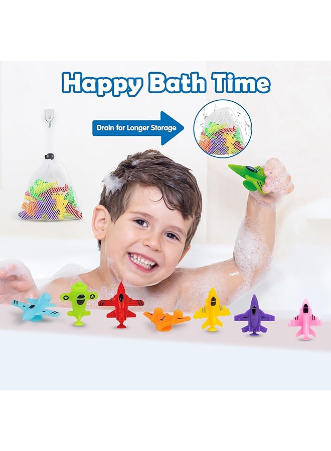 KASTWAVE Baby Suction Cup Toys 16Pcs Silicone No Hole Mold Free Bath Toy With Mesh Bag Storage Airplane Sucker Bath Toys For Kids Ages 4 8 Toddler Bath Toys Connect Build Create Travel Toys - Image 3