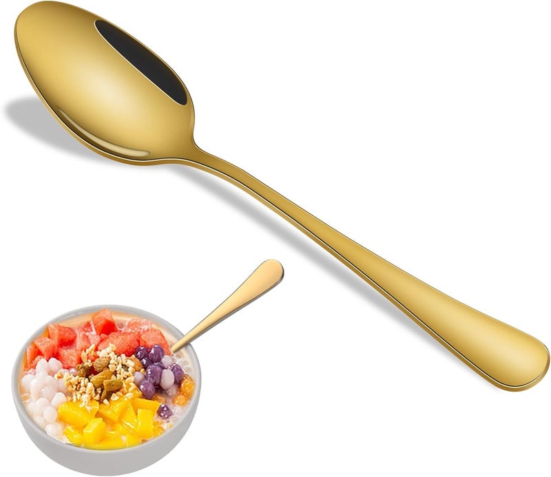 Dehov 16-Piece 7.3 Inches Gold Soup Spoon,Gold Stainless Steel Dinner Spoons,Durable Tablespoons Set For Restaurant,Hotel,Silverware Spoons - Image 1