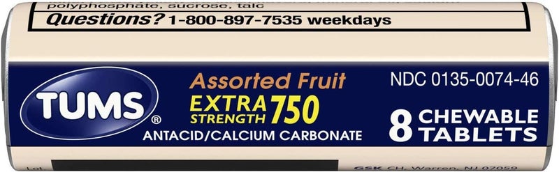 Tums Extra Strength 750, Assorted Fruit Flavors