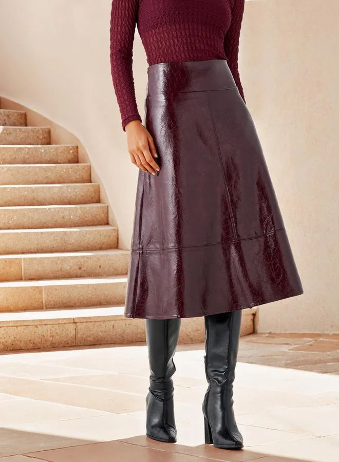 Iconic Textured A-Line Midi Skirt