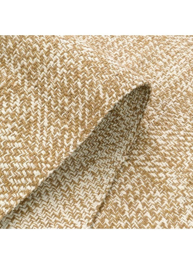 LEEVAN Washable Bathroom Rug 2'X3' Low Profile Entryway Rug Tan Durable Front Door Mat Cotton Reversible Kitchen Mat Boho Bedroom Rug Farmhouse Carpet For Foyer Front Porch Decor - Image 4