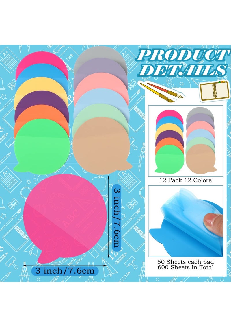 KASTWAVE - 12 Pack Transparent Sticky Notes, Round Book Markers Page Flags Stickers, Clear Sticky Notes Waterproof Self-Adhesive Sticky Notes, Suitable for Home School Office Supplies (Bubble Shape, 3 x 3 Inch) - Image 1