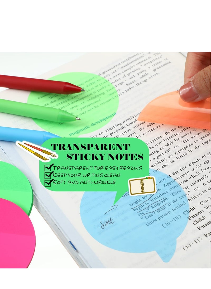 KASTWAVE - 12 Pack Transparent Sticky Notes, Round Book Markers Page Flags Stickers, Clear Sticky Notes Waterproof Self-Adhesive Sticky Notes, Suitable for Home School Office Supplies (Bubble Shape, 3 x 3 Inch) - Image 1