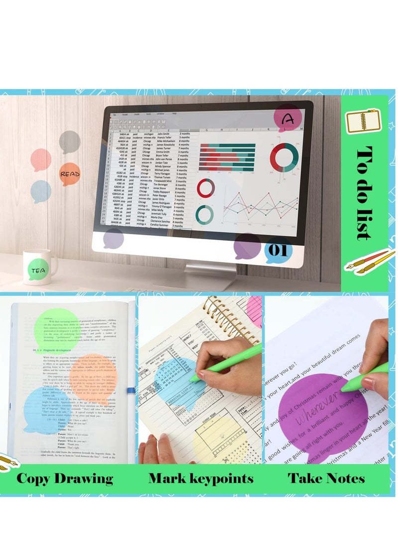 KASTWAVE - 12 Pack Transparent Sticky Notes, Round Book Markers Page Flags Stickers, Clear Sticky Notes Waterproof Self-Adhesive Sticky Notes, Suitable for Home School Office Supplies (Bubble Shape, 3 x 3 Inch) - Image 1