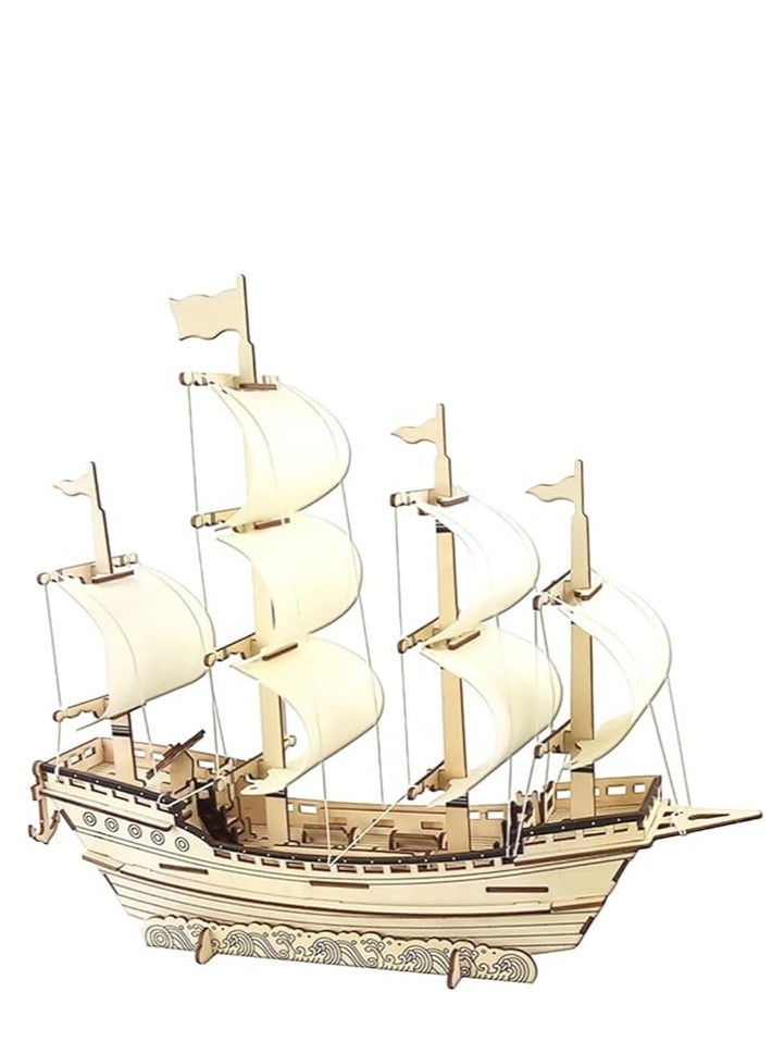 Beauenty 3D Puzzles for Adults DIY 3D Puzzle Sailboat 3D Wooden Sailboat Model Wood Sailboat Model Wooden Models for Adults to Build 3D Wood Puzzle Model Crafts for Adults Model Sailboat - Image 1