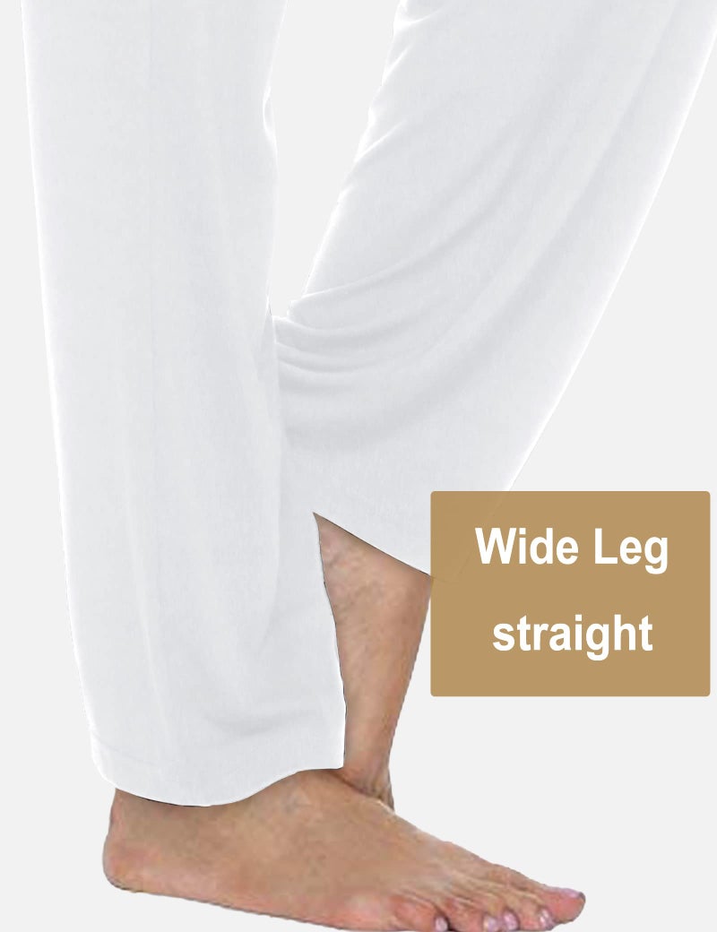 DIBAOLONG Womens Yoga Pants Wide Leg Comfy Drawstring Loose Straight Lounge Running Workout Legging White L - Image 4