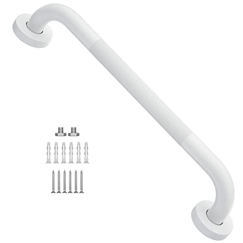Munzong 16 Inch Anti Slip Shower Grab Bar Oil Rubbed White, Munzong Bathroom Grab Bar, Knurled Bathroom Balance Bar,Safety Hand Rail Support Handicap Elderly Injury Senior Assist Bath Handle - Image 1