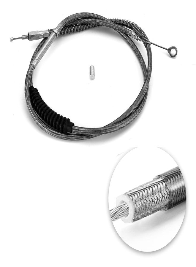 Mofun 74 11/16" Extended Stainless Steel Clutch Cable Fit 16"-18" Handlebar Compatible with Harley Electra Glide Road Glide Road King Street Glide 2007, Fit Dyna 2006-2017 Softail 2007-2017 Black - Image 1
