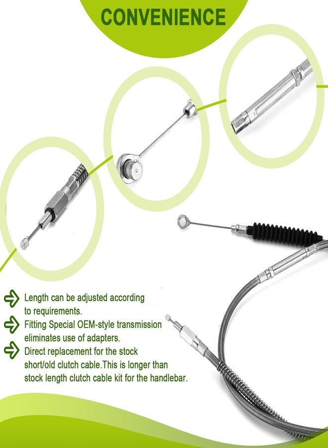 Mofun 74 11/16" Extended Stainless Steel Clutch Cable Fit 16"-18" Handlebar Compatible with Harley Electra Glide Road Glide Road King Street Glide 2007, Fit Dyna 2006-2017 Softail 2007-2017 Black - Image 4