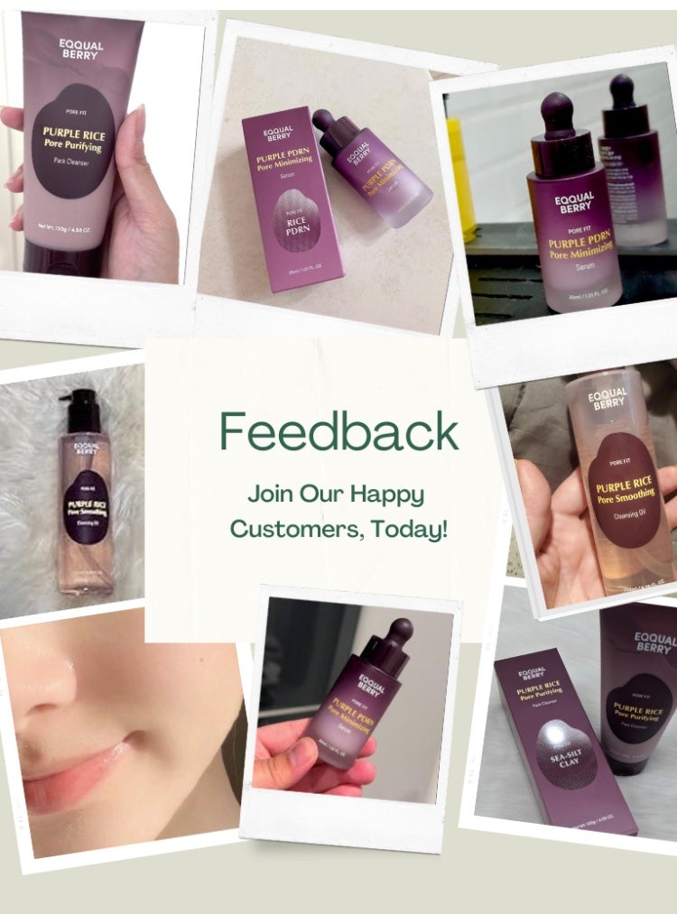 إيكوالبيري المسام الواسعة والرؤوس السوداء – مجموعة إيكوال بيري بوربل رايس لتنقية المسام (زيت تنظيف، غسول ماسك، وسيروم Purple PDRN لتصغير المسام) - Image 3