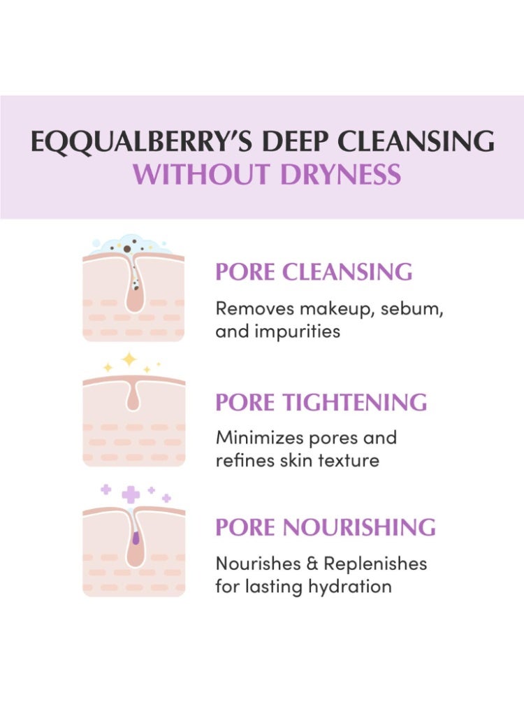 إيكوالبيري المسام الواسعة والرؤوس السوداء – مجموعة إيكوال بيري بوربل رايس لتنقية المسام (زيت تنظيف، غسول ماسك، وسيروم Purple PDRN لتصغير المسام) - Image 5
