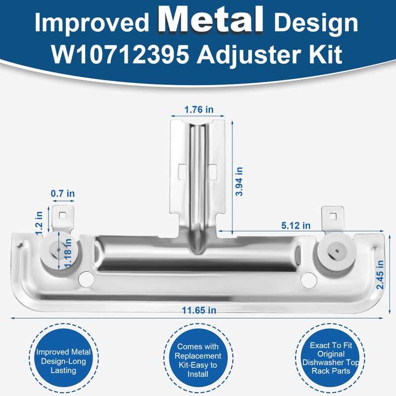 prime&swift Wdt730Pahz0 Upper Rack Fit For Whirlpool Upgraded W10712395 Top Rack Adjuster Fit For Whirlpool W10350375 Wdt750Sahz0 Upper Rack Fit For Whirlpool Wdta50S Wdt730 Fit For Ken.More 665 Prime&Swift - Image 2