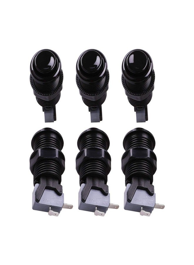 Reyann 6X Black Happ Type Standard Arcade Push Button with Microswitch for Mame/Jamma/Arcade Video Games - Image 1