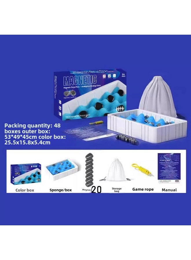 Magnetic Effect Chess Children's Casual Games Interactive Board Games Logical Thinking Magnet Chess Puzzle Toys-Color:Magnetic Effect Chess (Small Color Box Rope Style + Velvet Bag) Messy Stone Chess Pieces Total 280g - Image 4