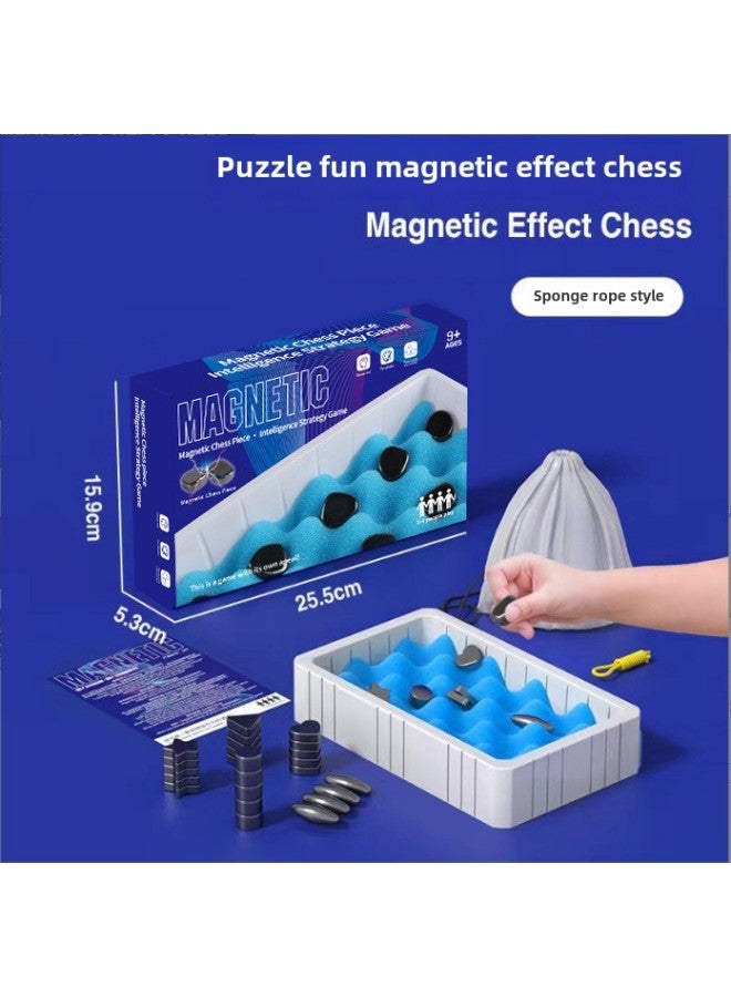 Magnetic Effect Chess Children's Casual Games Interactive Board Games Logical Thinking Magnet Chess Puzzle Toys-Color:Magnetic Effect Chess (Small Color Box Rope Style + Velvet Bag) Messy Stone Chess Pieces Total 280g - Image 3